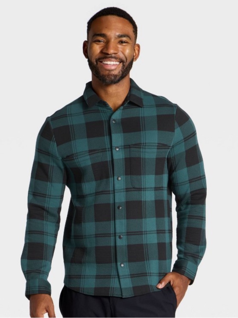 88. All In Motion - Men's Shirt Jacket - All In Motion Teal Plaid Teal